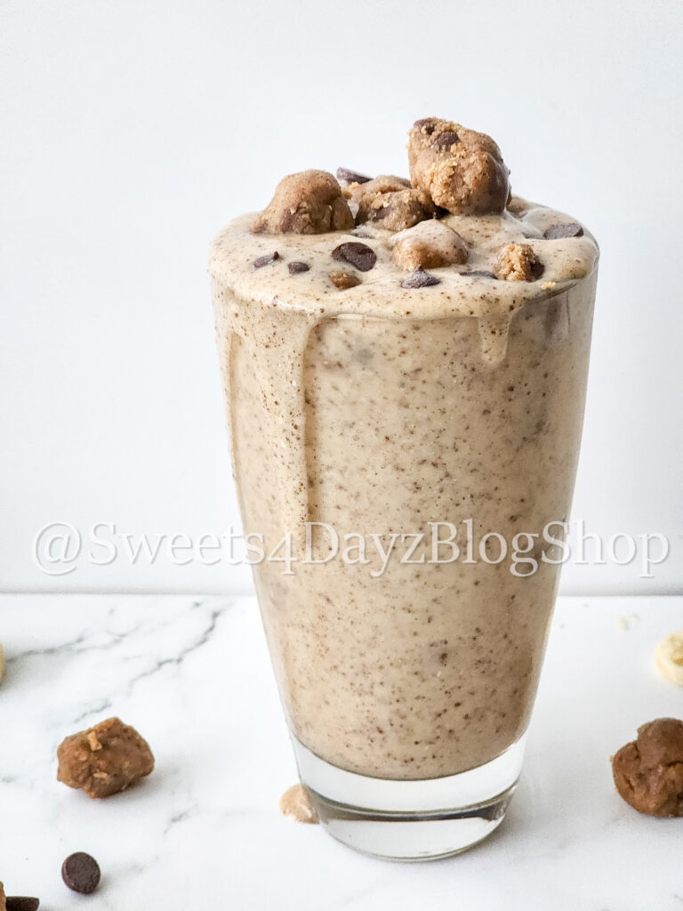 Vegan Chocolate Chip Cookie Dough Shake on Marble - Image 2