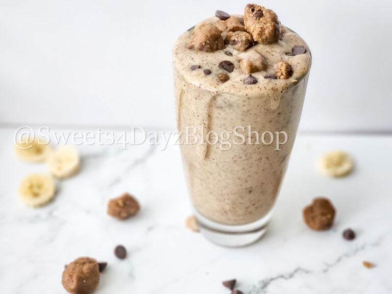 Vegan Chocolate Chip Cookie Dough Shake on Marble - Image 3