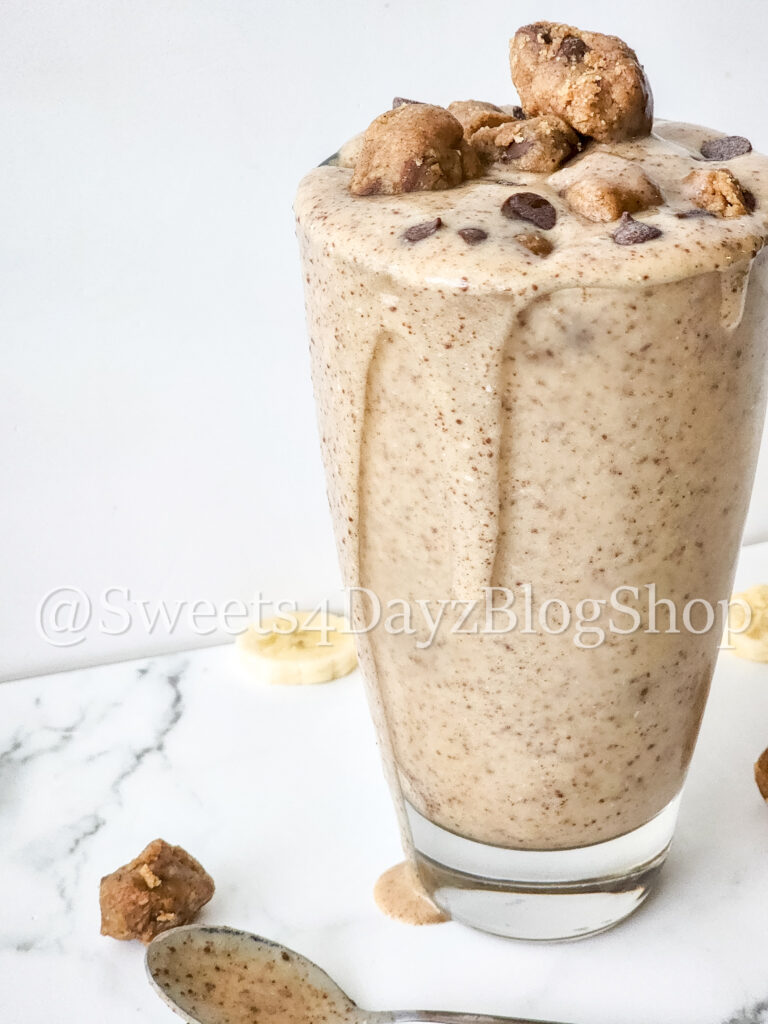 Vegan Chocolate Chip Cookie Dough Shake on Marble - Image 4