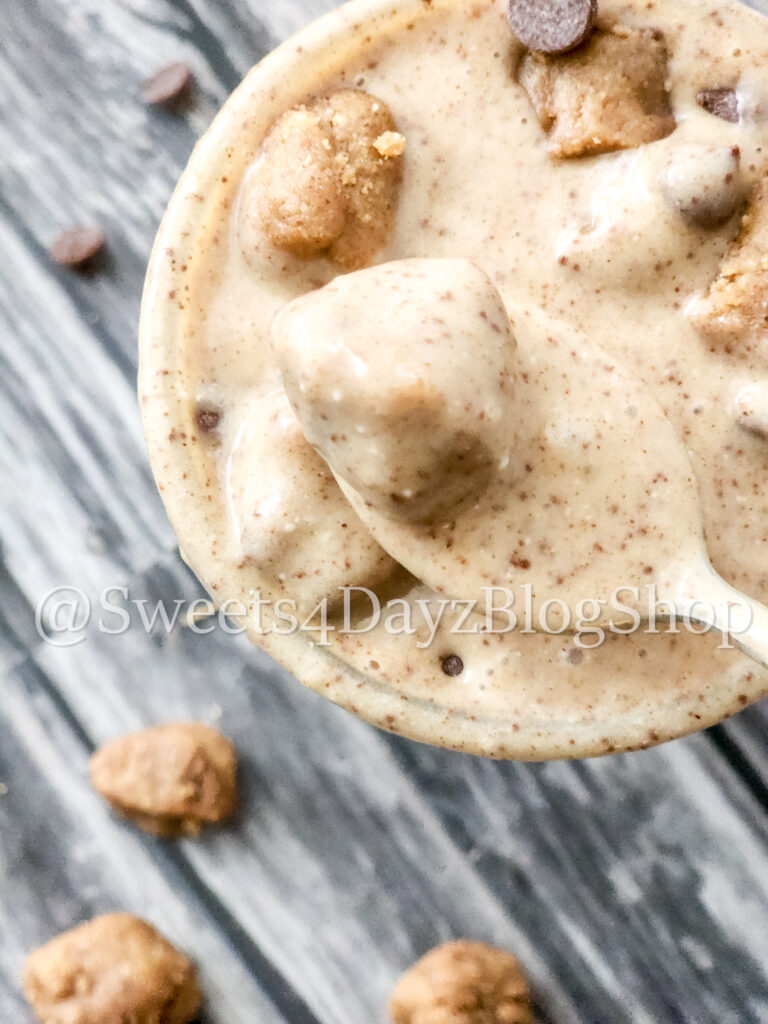 Vegan Chocolate Chip Cookie Dough Shake on Grey Wood - Image 6