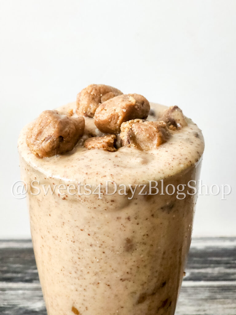Vegan Chocolate Chip Cookie Dough Shake on Grey Wood - Image 3
