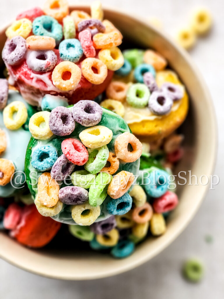 Fruit Loop Donuts on Linen