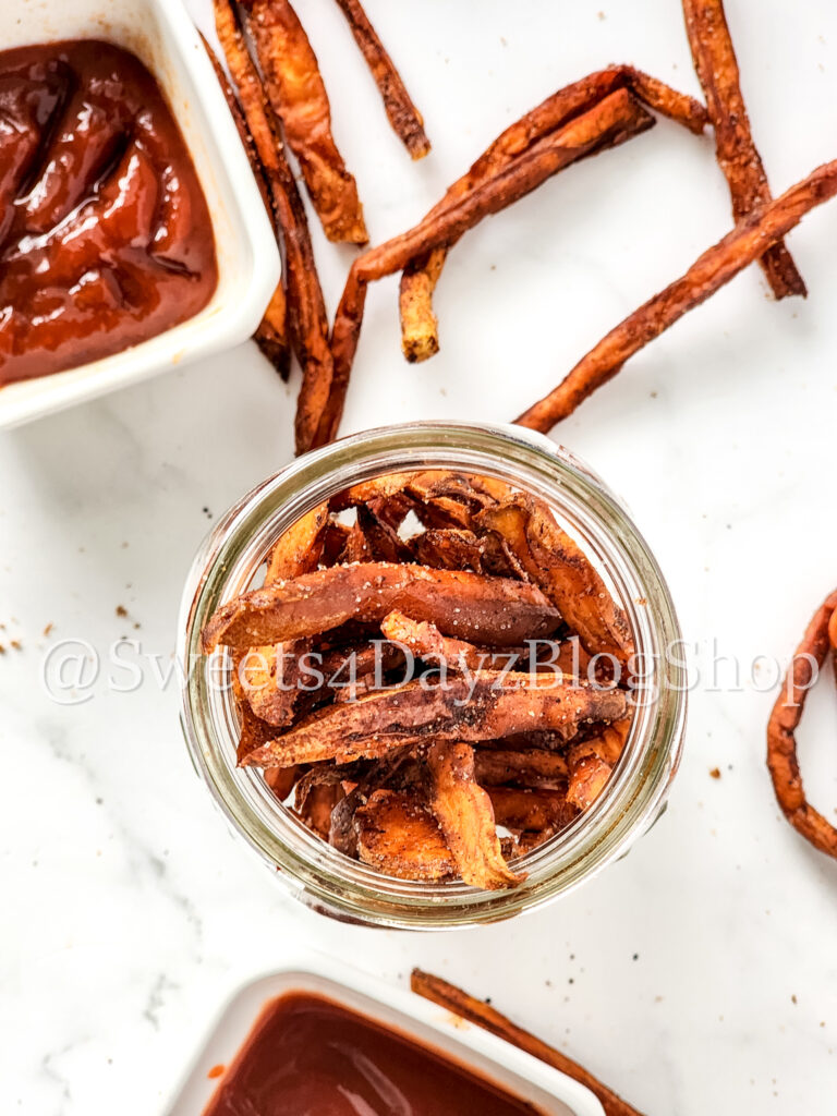 Cinnamon Chili Sweet Potato Fries on Marble - Image 2
