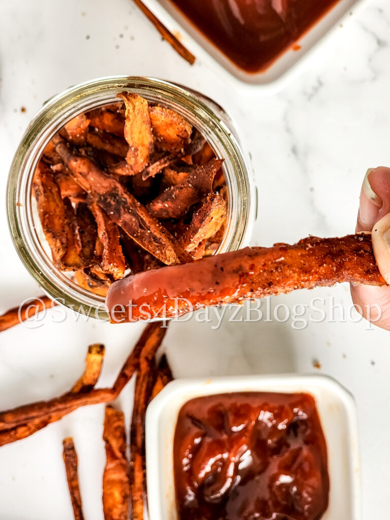 Cinnamon Chili Sweet Potato Fries on Marble - Image 5
