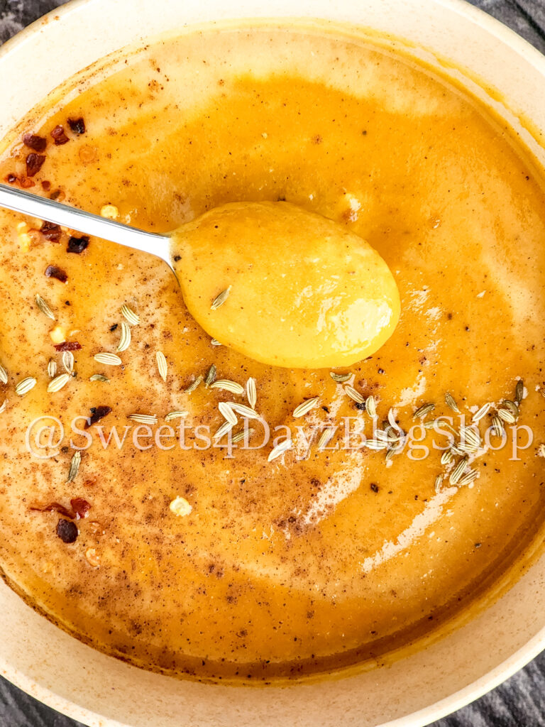 Sweet Potato Soup on Grey Wood - Image 5