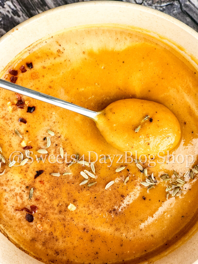 Sweet Potato Soup on Grey Wood - Image 6