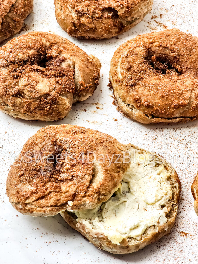 Copycat Panera Bread Cinnamon Crunch Bagel on Marble - Image 3