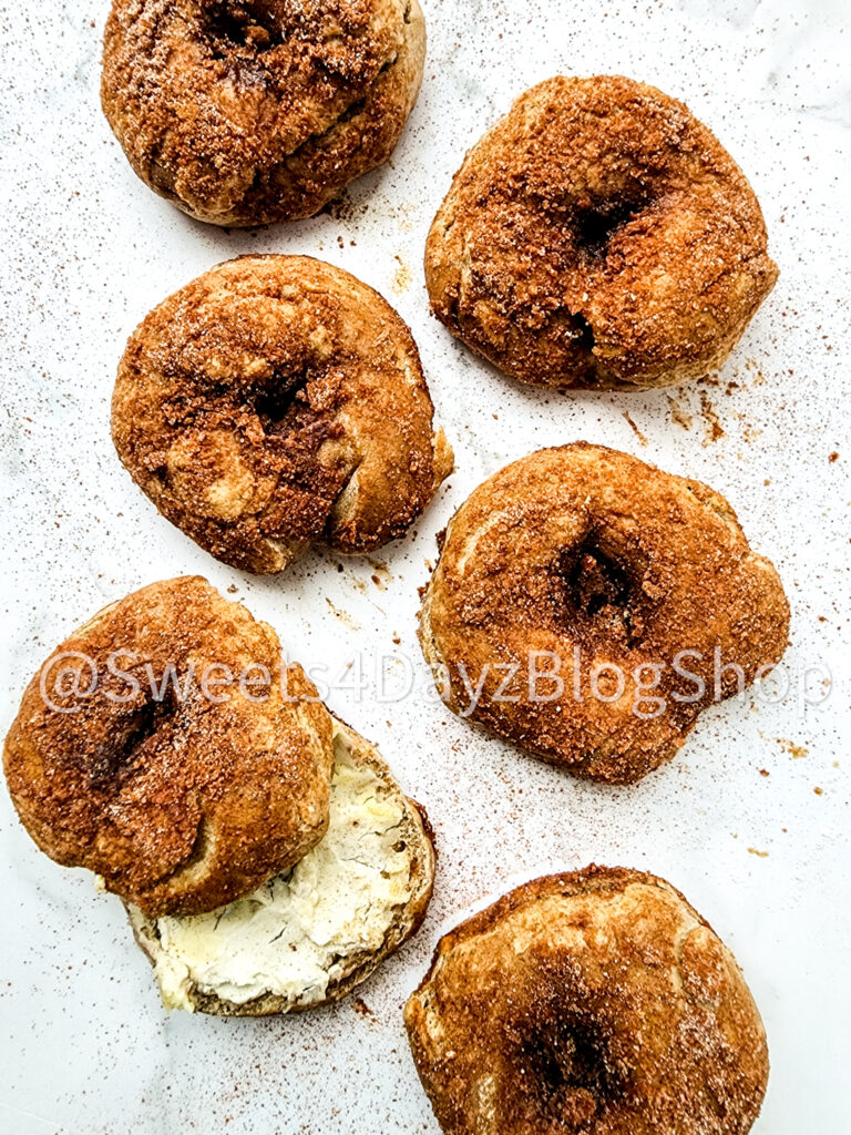 Copycat Panera Bread Cinnamon Crunch Bagel on Marble - Image 4