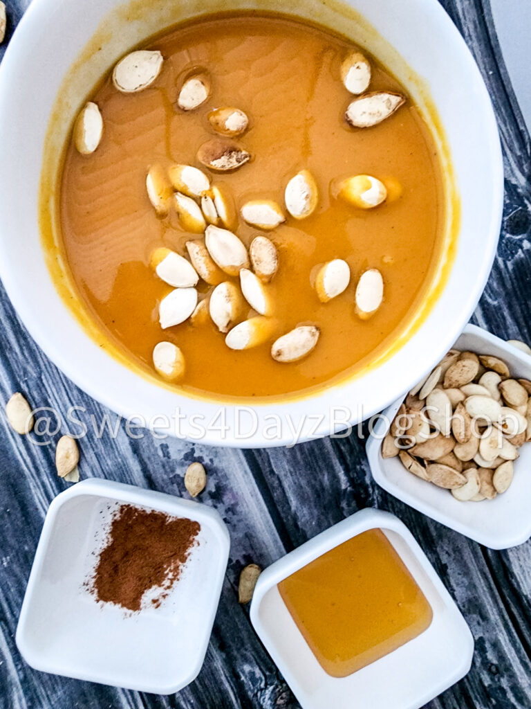 Copycat Panera Bread Autumn Squash Soup on Grey Wood - Image 5