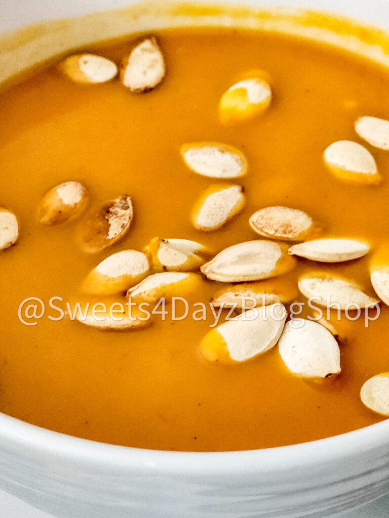 Copycat Panera Bread Autumn Squash Soup on Grey Wood - Image 6