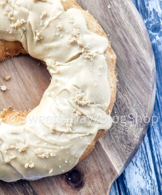 Brown Butter Vanilla Bundt Cake on Grey Wood