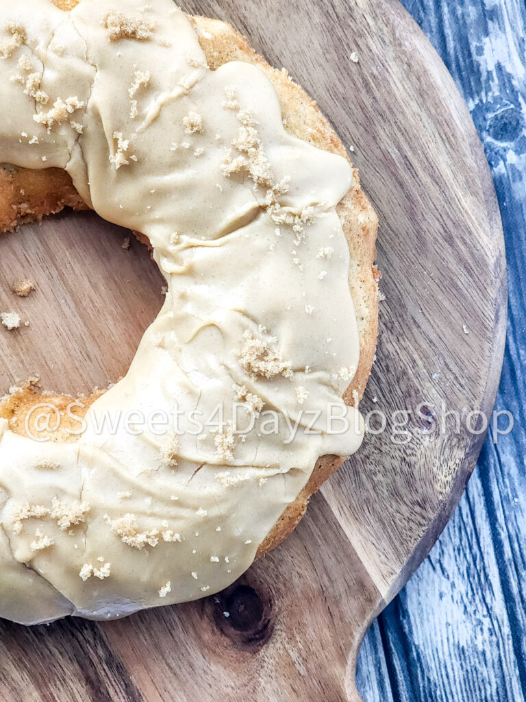 Brown Butter Vanilla Bundt Cake on Grey Wood