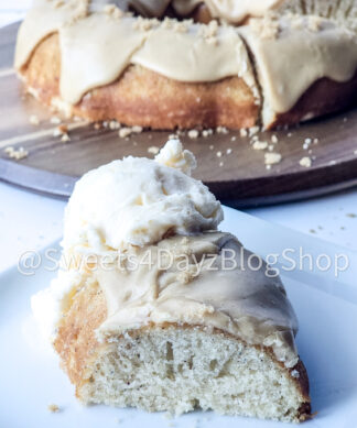 Brown Butter Vanilla Bundt Cake on White