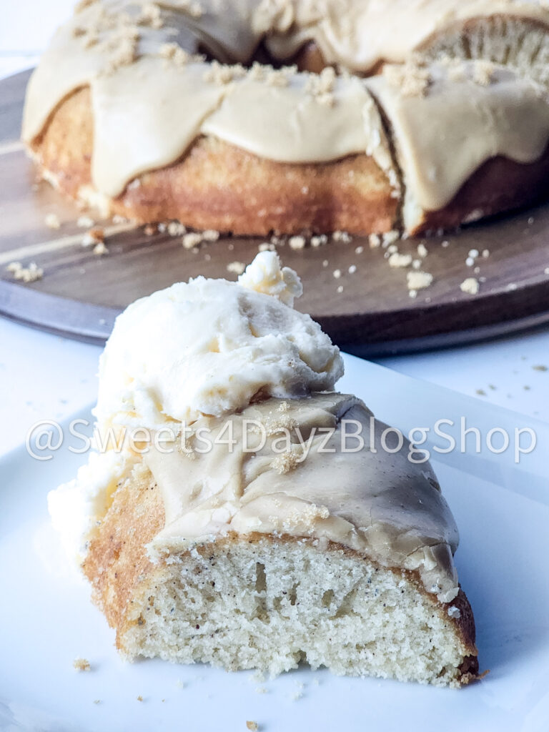 Brown Butter Vanilla Bundt Cake on White