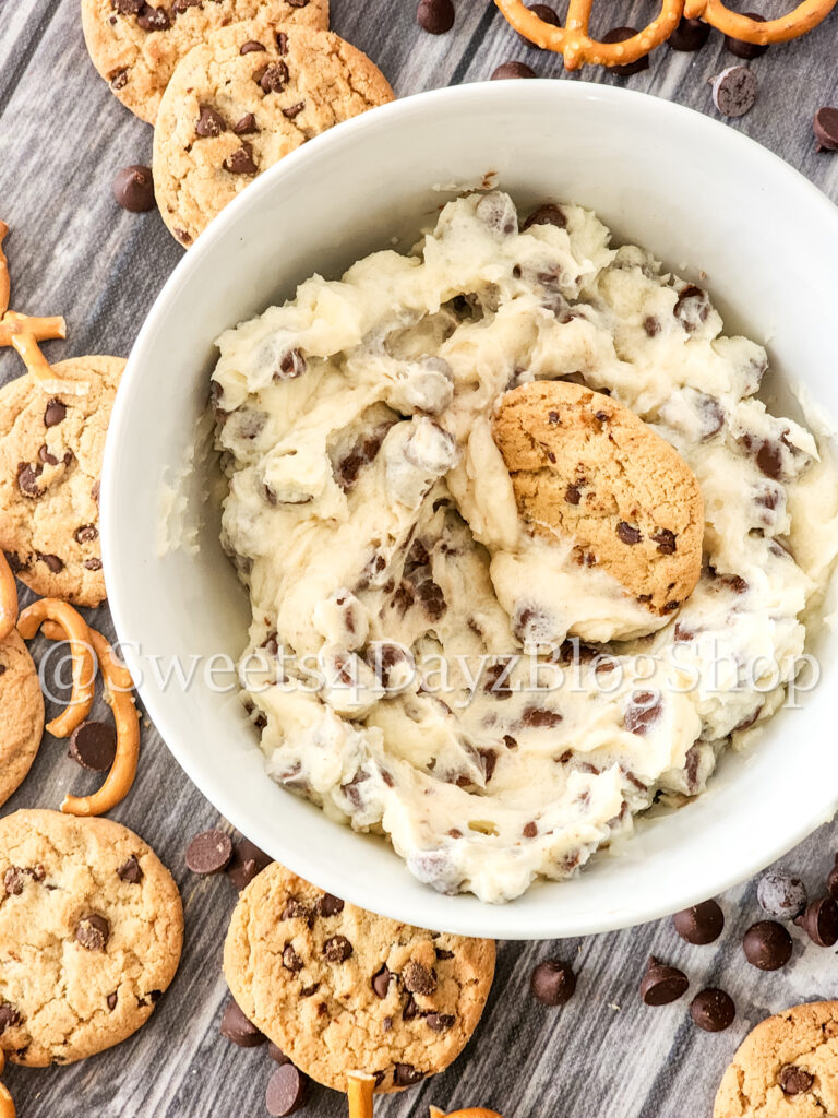 Keto Cookie Dough Dip on Grey Wood - Image 2