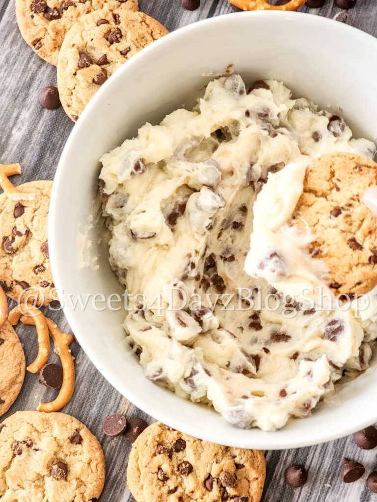 Keto Cookie Dough Dip on Grey Wood - Image 3