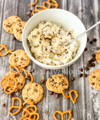 Keto Cookie Dough Dip on Grey Wood