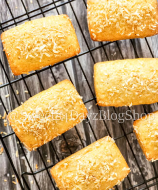 Coconut Rum Bread on Grey Wood