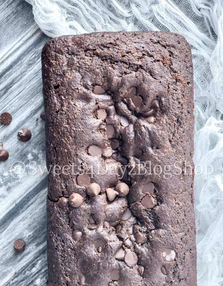Keto Chocolate Zucchini Bread on Grey Wood - Image 2