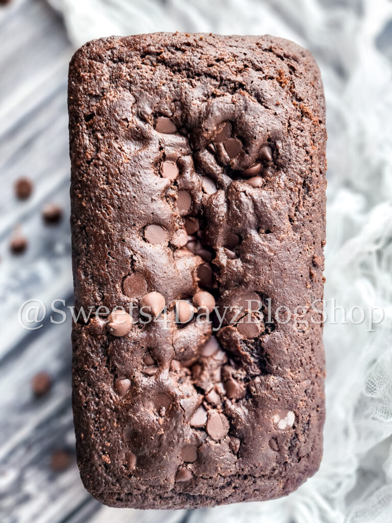 Keto Chocolate Zucchini Bread on Grey Wood - Image 4