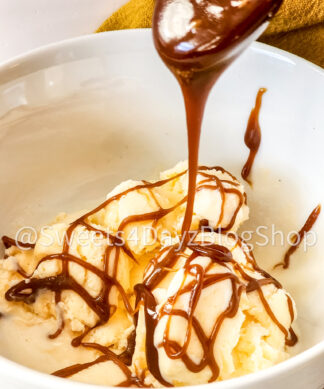 Homemade Salted Caramel Sauce on Linen