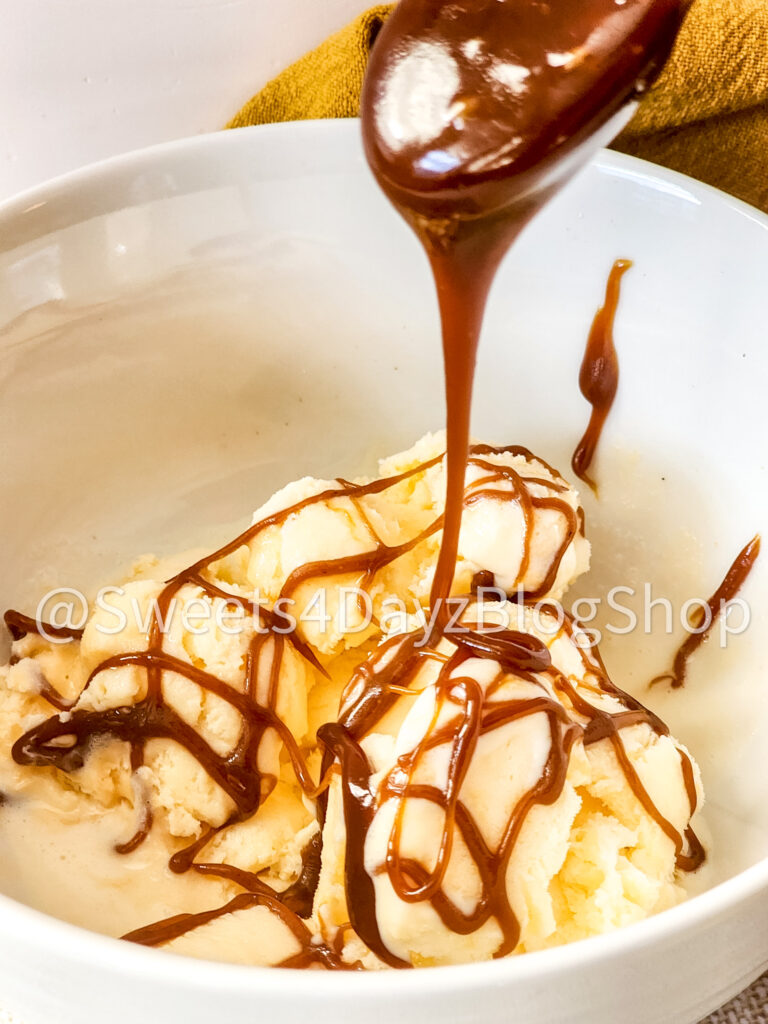 Homemade Salted Caramel Sauce on Linen
