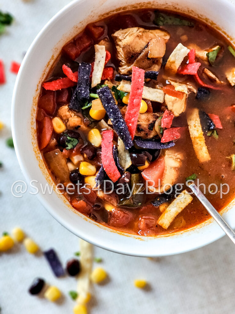 Copycat Panera Chicken Tortilla Soup on Linen - Image 2