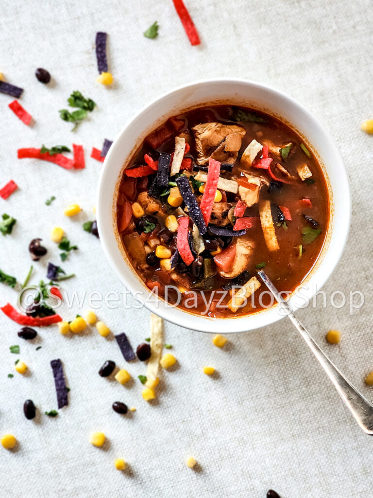 Copycat Panera Chicken Tortilla Soup on Linen - Image 3