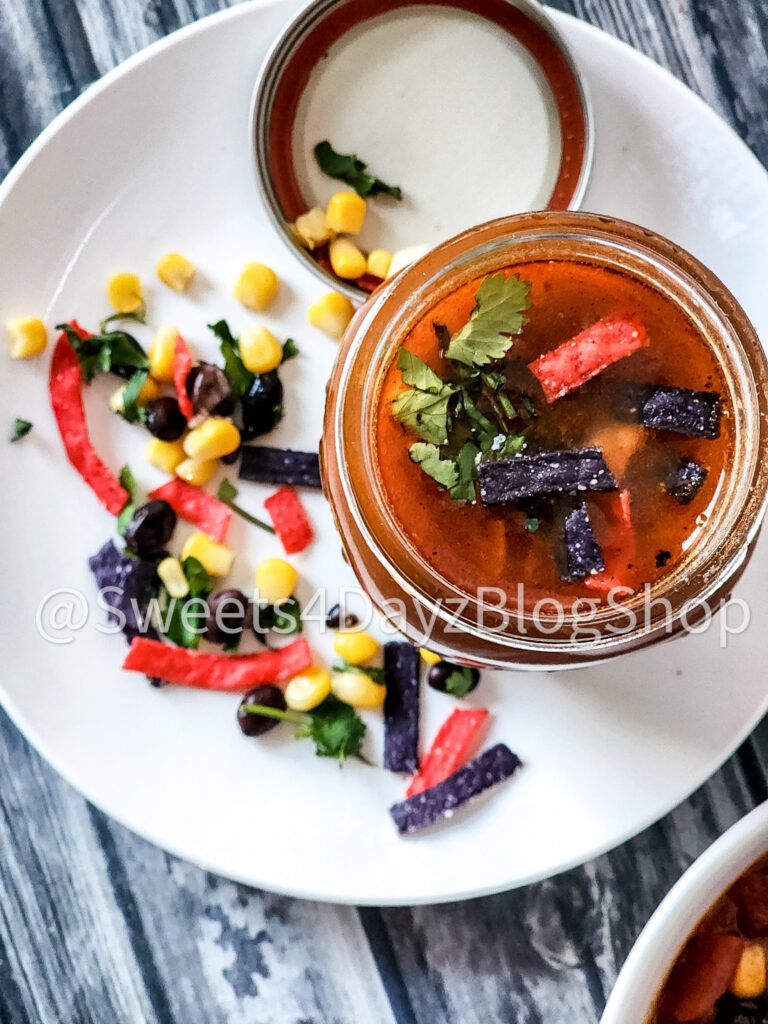 Copycat Panera Chicken Tortilla Soup on Grey Wood - Image 2