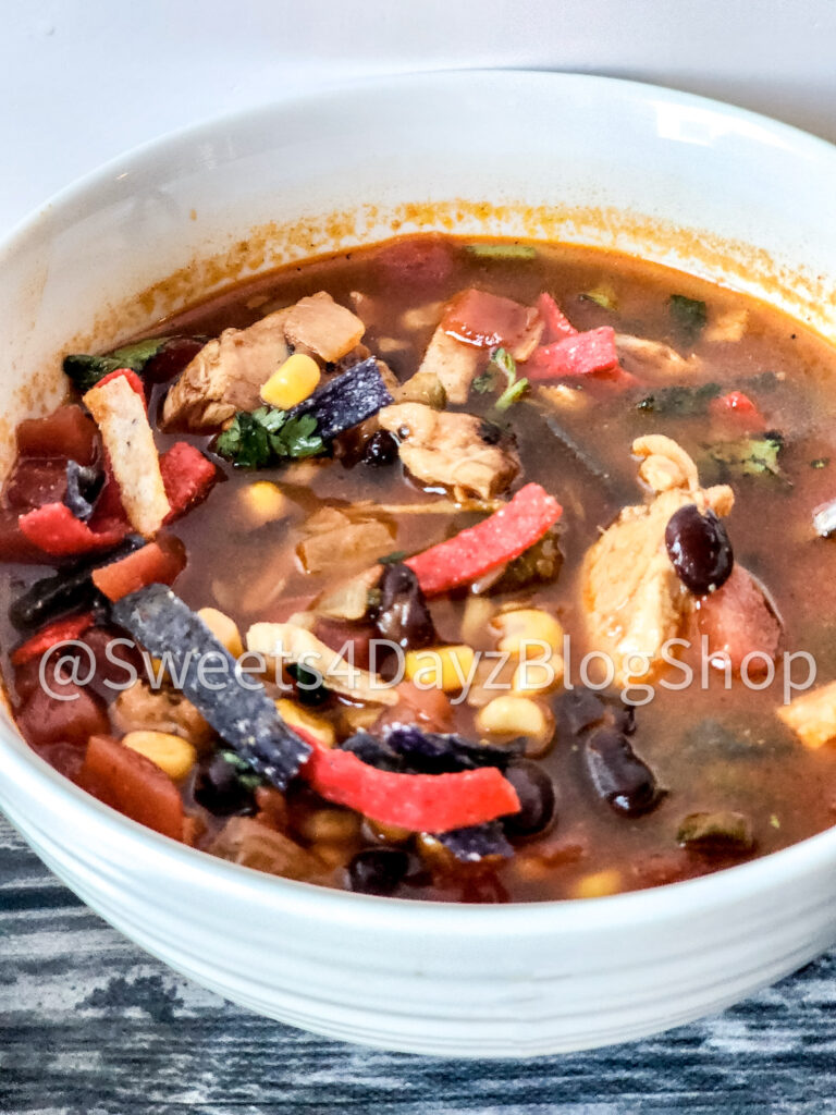 Copycat Panera Chicken Tortilla Soup on Grey Wood - Image 6