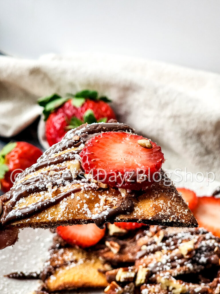 Dessert Nachos on Grey Wood