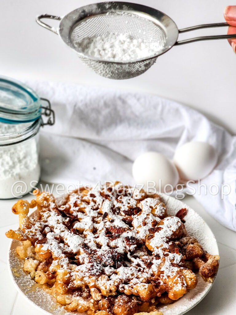 Maple Bacon Funnel Cake on Rhombus