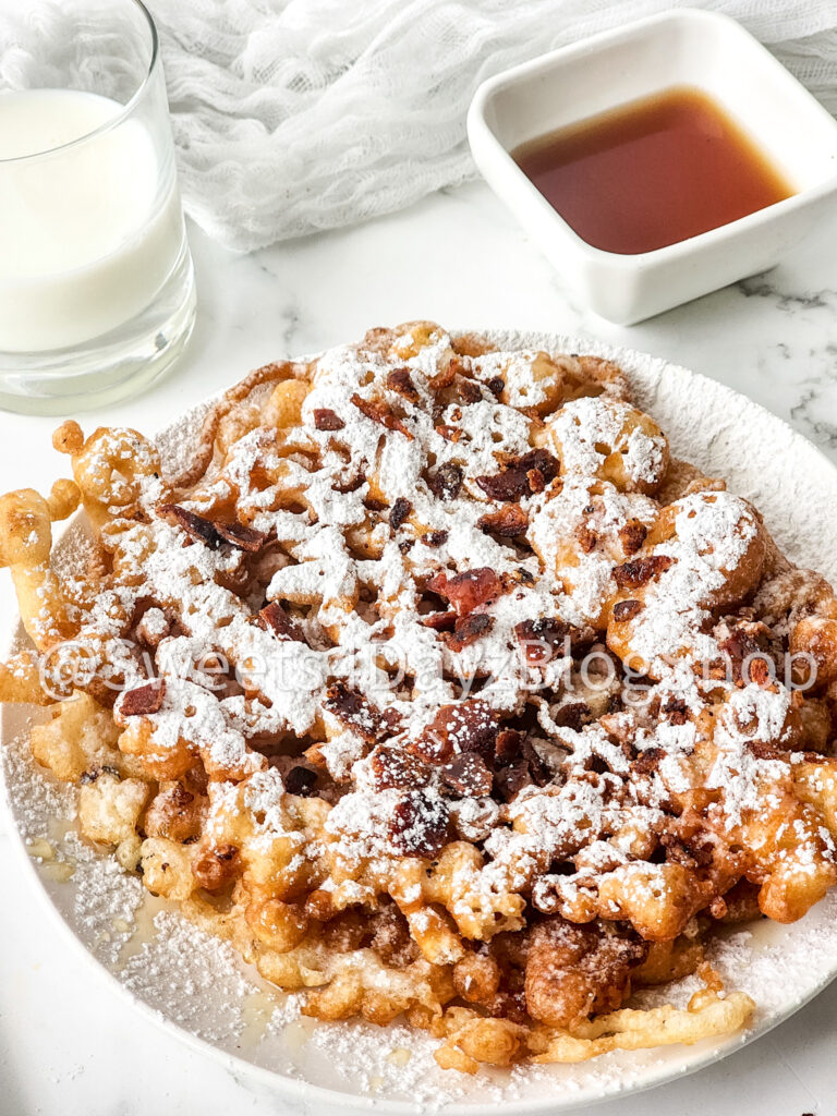 Maple Bacon Funnel Cake on Marble - Image 6