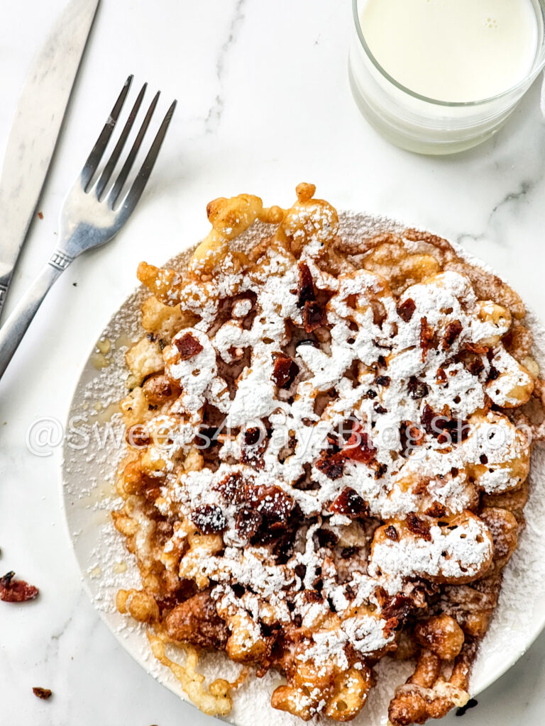 Maple Bacon Funnel Cake on Marble - Image 8