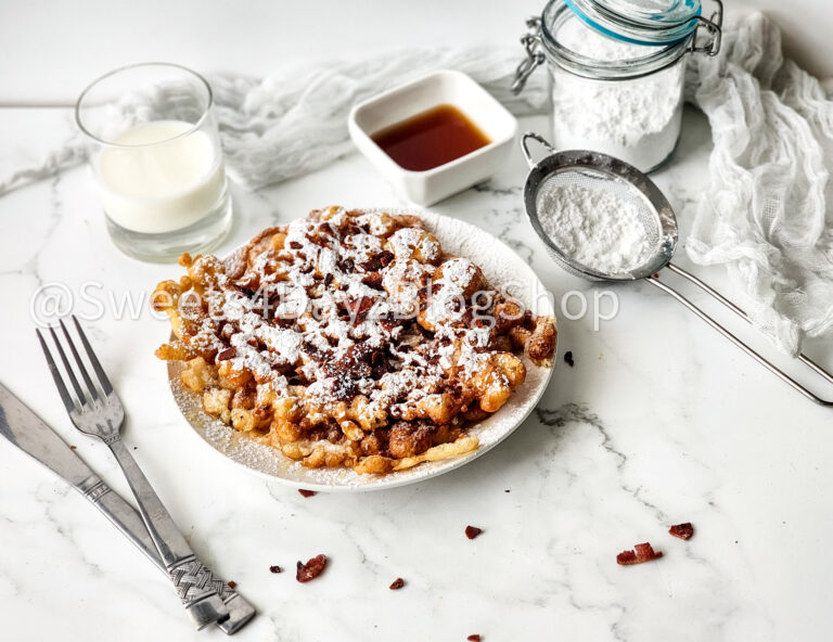 Maple Bacon Funnel Cake on Marble - Image 9