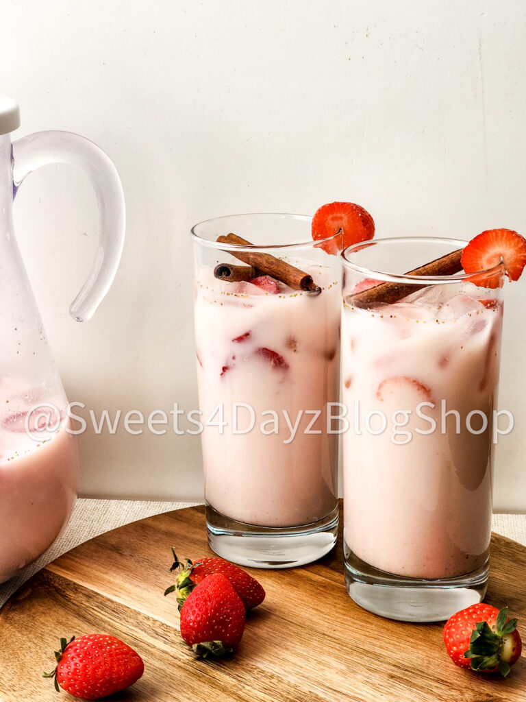 Homemade Strawberry Horchata on Linen - Image 3