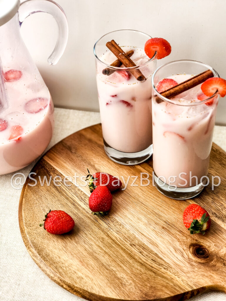 Homemade Strawberry Horchata on Linen - Image 4