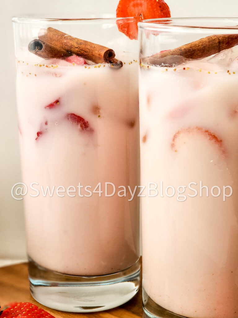 Homemade Strawberry Horchata on Linen
