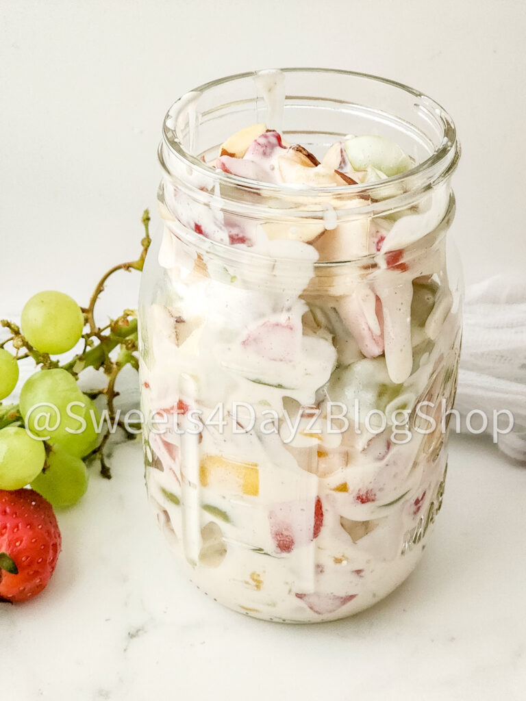 Creamy Fruit Salad on Marble - Image 3