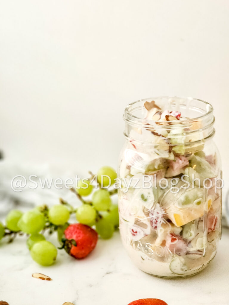 Creamy Fruit Salad on Marble