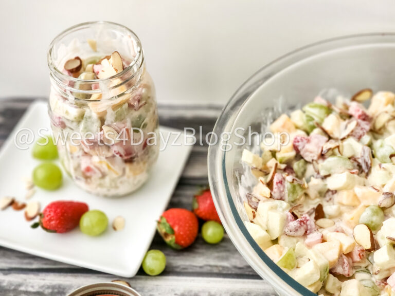 Creamy Fruit Salad on Grey Wood - Image 7