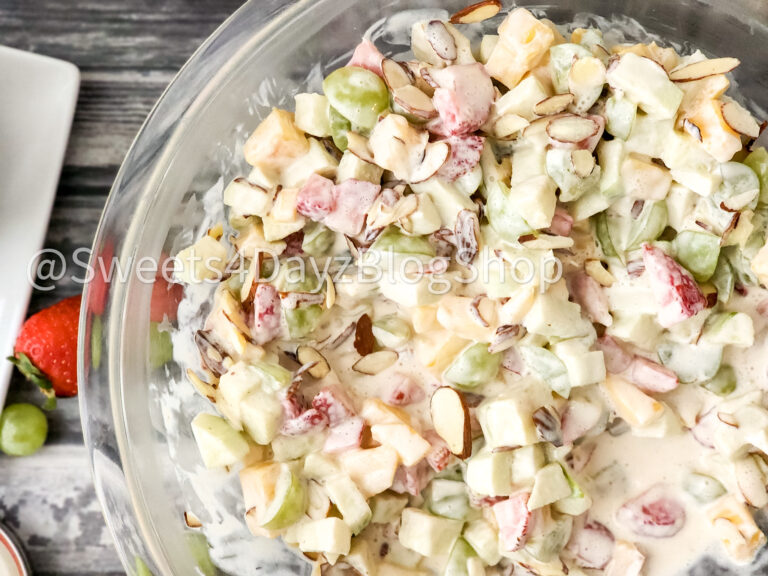 Creamy Fruit Salad on Grey Wood - Image 10