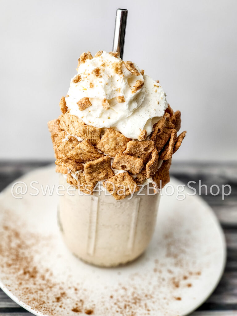 Cinnamon Toast Crunch Milkshake on Grey Wood - Image 2