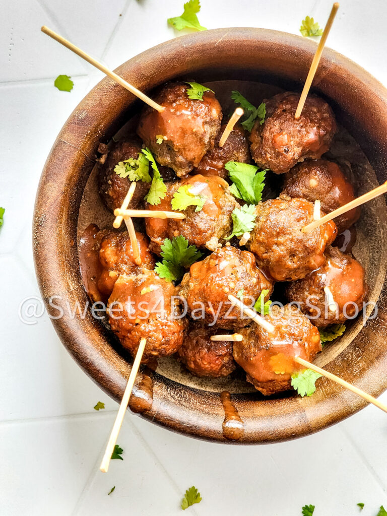 Keto Low Carb BBQ Meatballs on Rhombus - Image 2