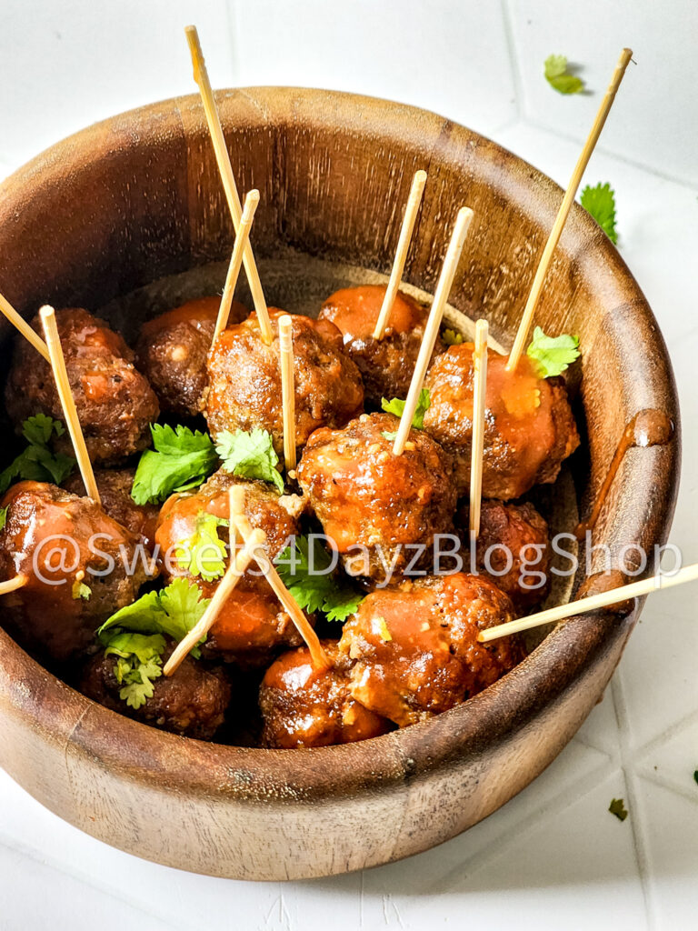 Keto Low Carb BBQ Meatballs on Rhombus - Image 4
