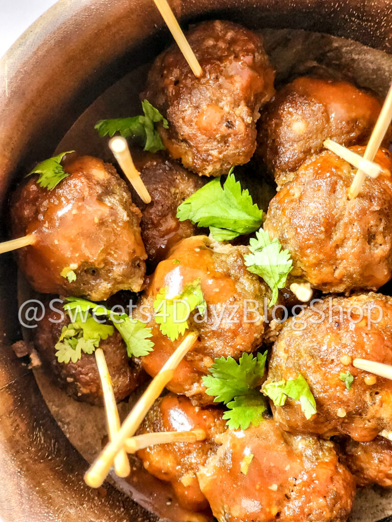Keto Low Carb BBQ Meatballs on Rhombus