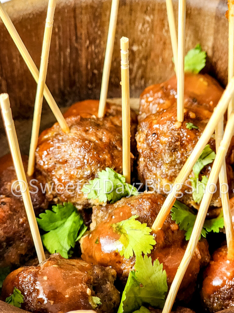 Keto Low Carb BBQ Meatballs on Rhombus - Image 9