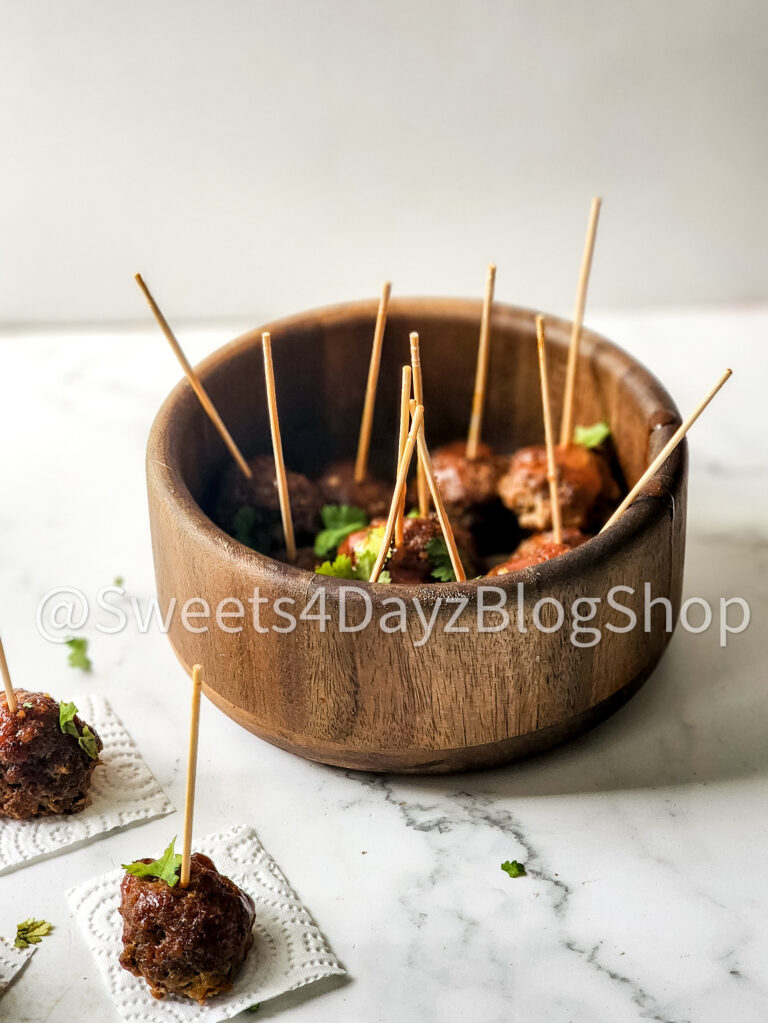 Keto Low Carb BBQ Meatballs on Marble - Image 7