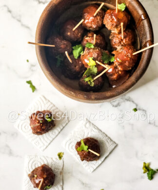 Keto Low Carb BBQ Meatballs on Marble