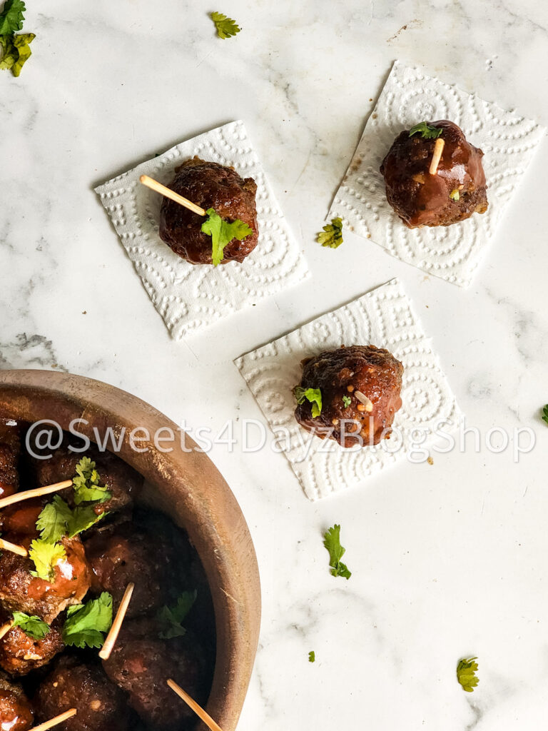 Keto Low Carb BBQ Meatballs on Marble - Image 8